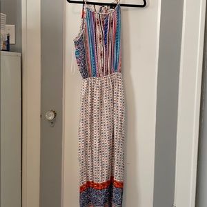 Border print maxi dress
